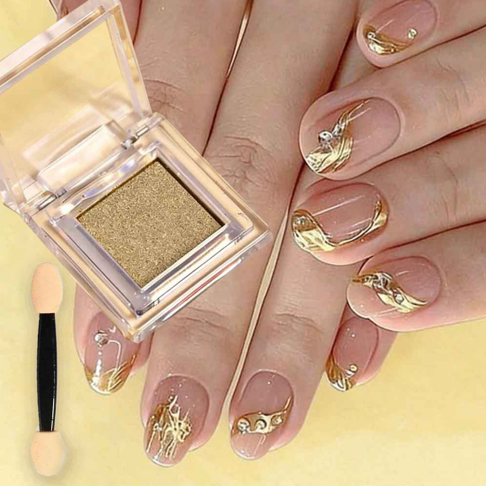 Nail Glitter Chrome - Твердая золотая хромированная пудра для ногтей
