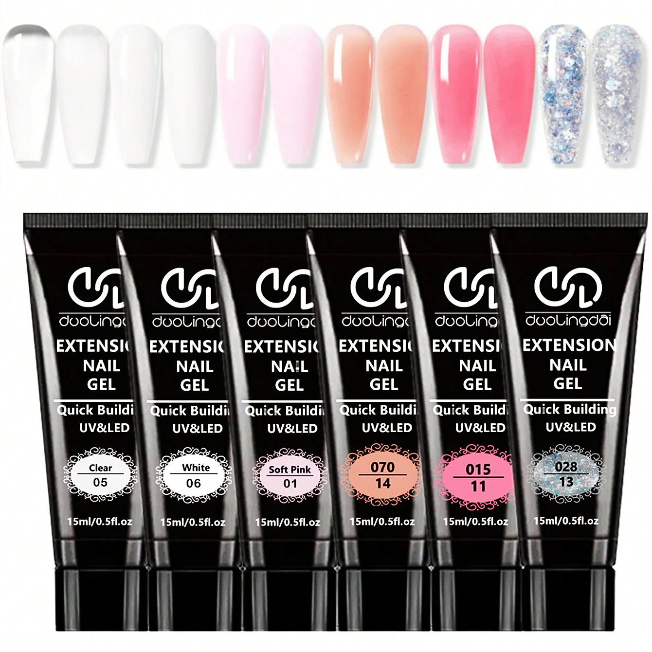 Polygel Nail Kit - 6-цветный набор для наращивания геля для