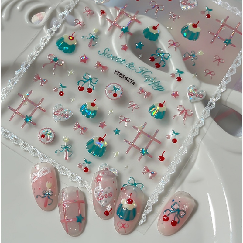 Nail Art Red Cherry - 1 шт. милые летние наклейки для