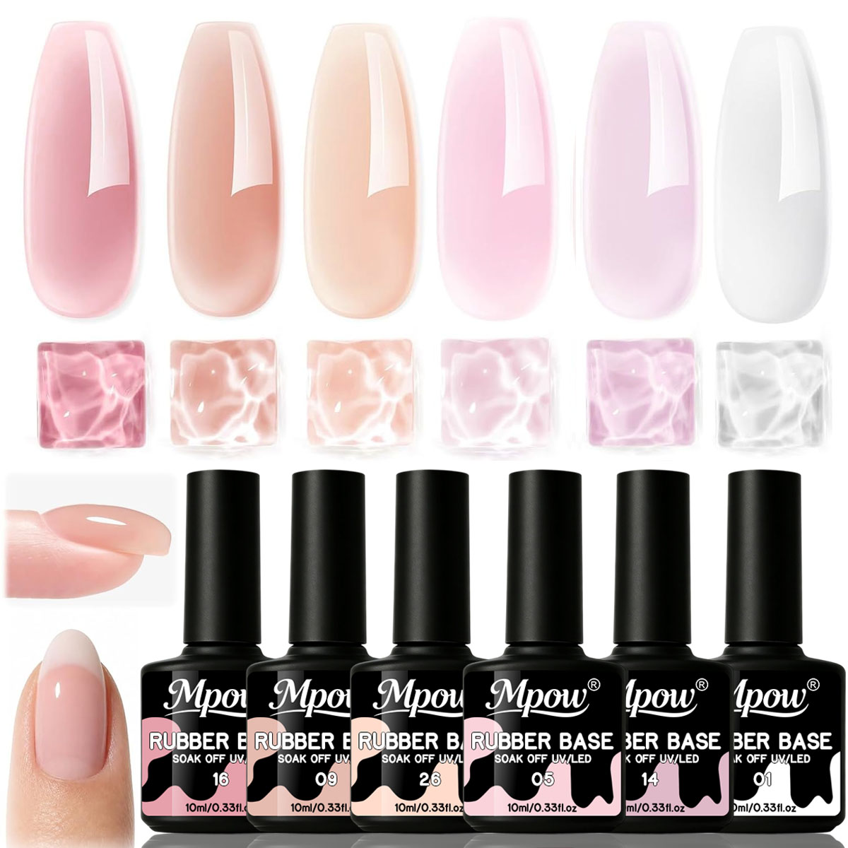 Nail Art Natural Pink - Набор гель-лаков Mpow, 1/6 шт., 10