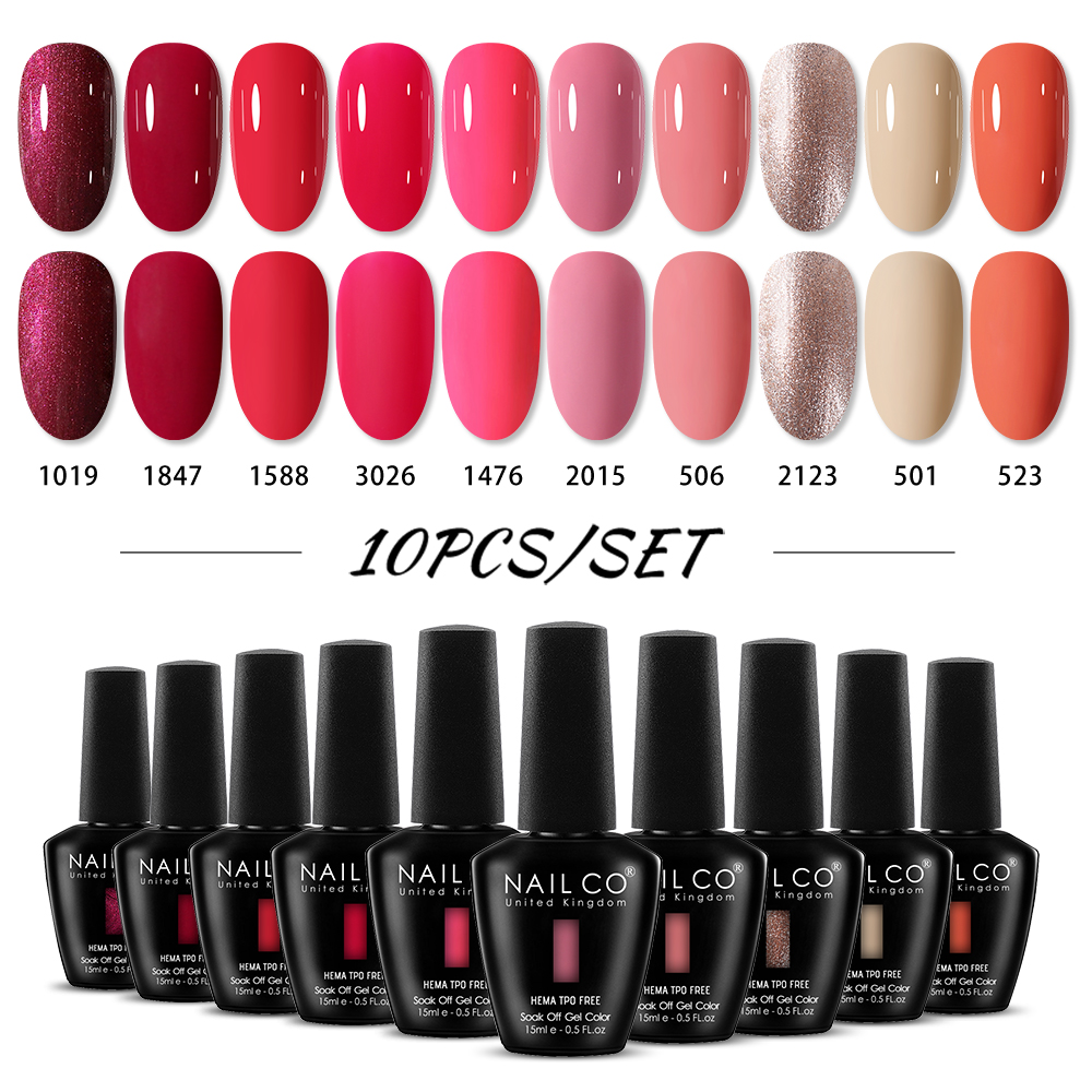 Nail Art Natural Pink - NAILCO 15 мл, 10 шт./набор, гель-лак
