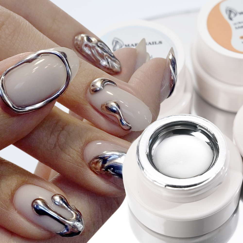 Nail Glitter Chrome - 5 мл серебристо-золотой металлический гель-лак для