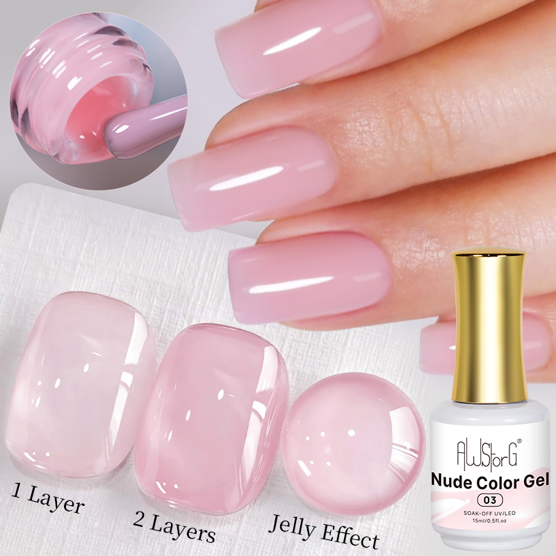 Nail Art Natural Pink - AWStorG 15 мл Прозрачный гель-лак Jelly