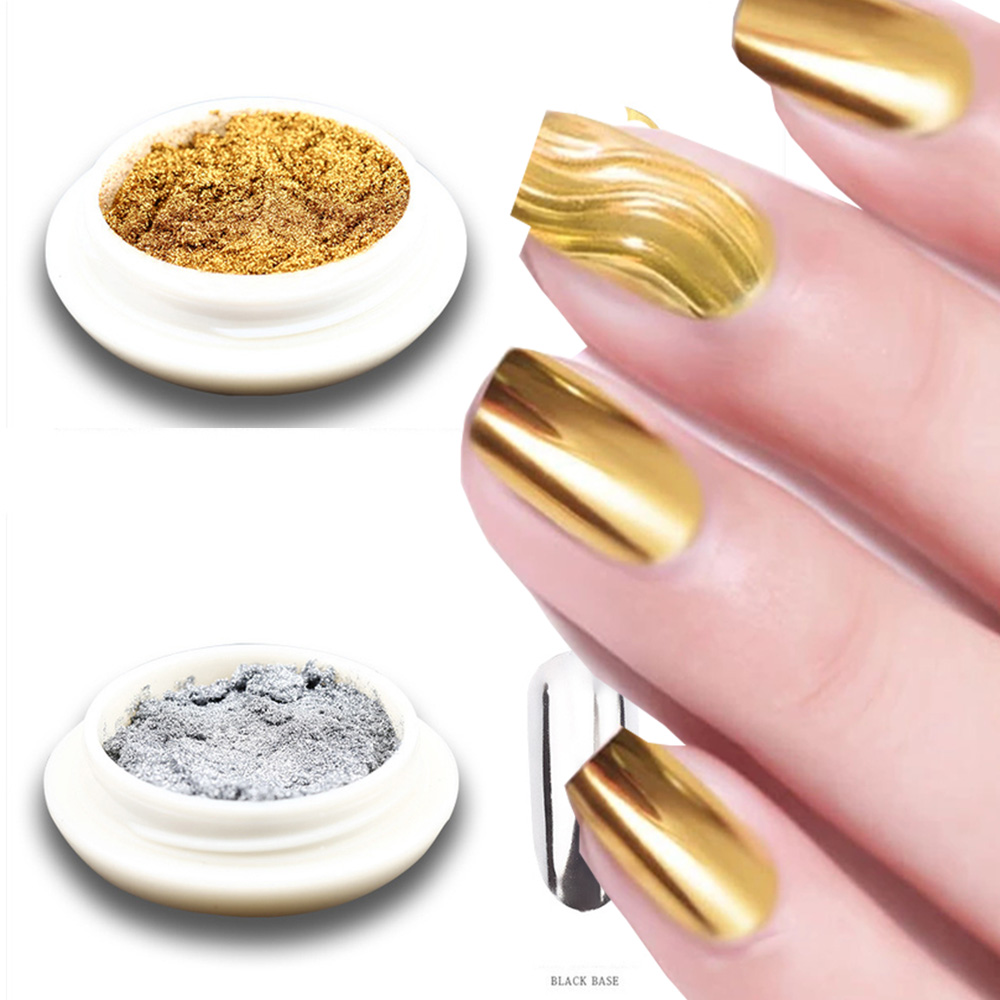 Nail Glitter Chrome - 2 баночки золотой и серебряной зеркальной