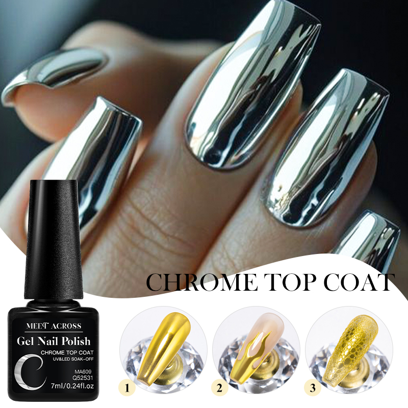 Nail Glitter Chrome - 7 мл хромированного топового покрытия для