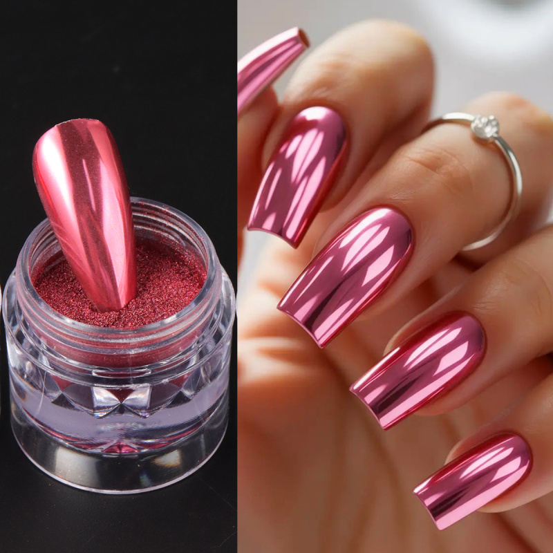 Хромированный красный розовый  – обзор и цена Nail Glitter Chrome