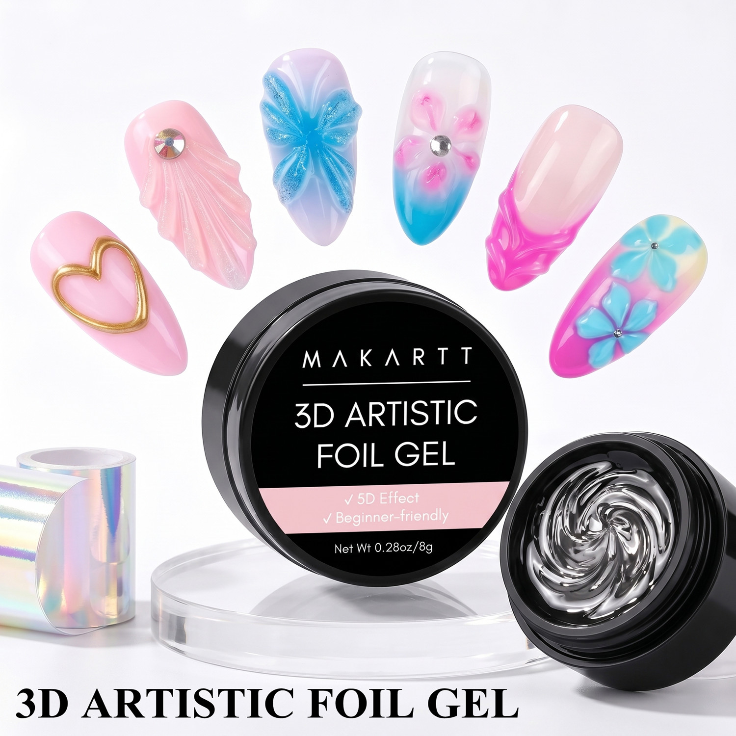 Гель для ногтей Makartt 3D, 8  – обзор и цена Nail Art Chrome