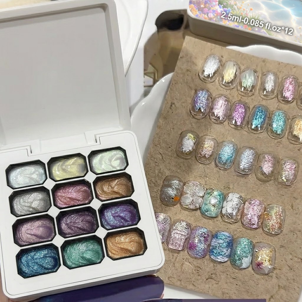 Набор из 12 цветов гель-лака A – обзор и цена Nail Glitter Chrome