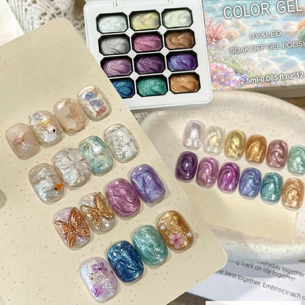 Набор из 12 цветов гель-лака A – обзор и цена Nail Glitter Chrome