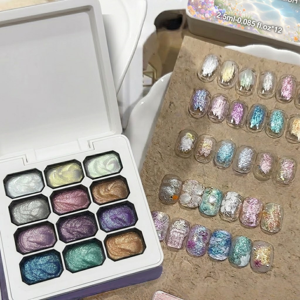 Набор из 12 цветов гель-лака A – обзор и цена Nail Glitter Chrome