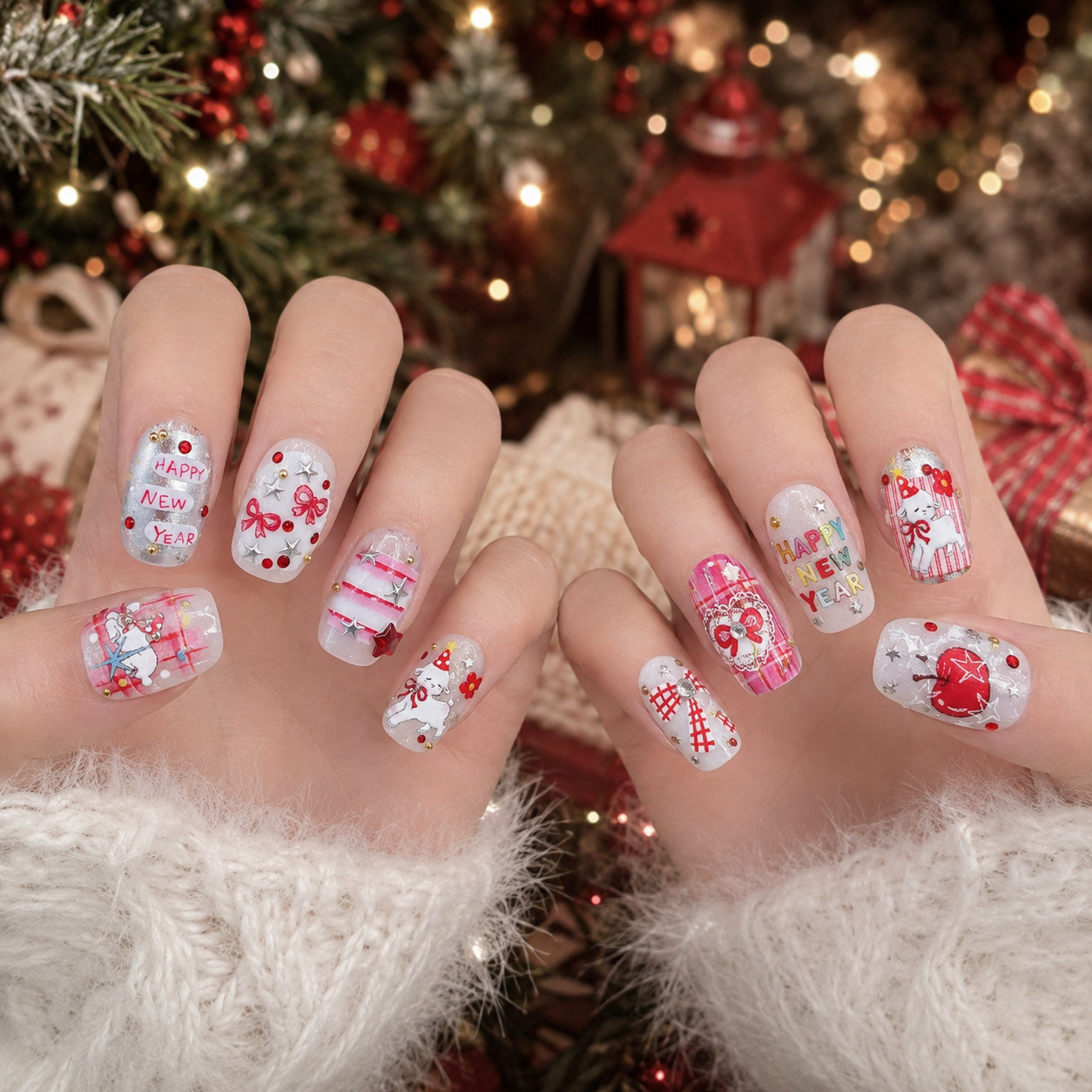 Праздничные красные 5D новогод – обзор и цена Nail Art Red Cherry